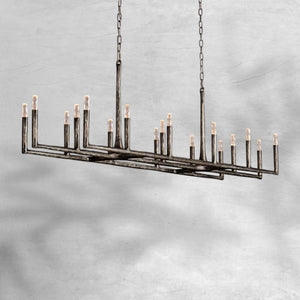 Thalen Forged Linear Chandelier 54" 72" 96", solid brass - view 5