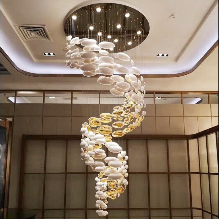 Modern Artistic Unique Golden Dragon Egg Pendant Ceiling Light Fixture for Staircase/ Sales Center/ Hotel, chandelier