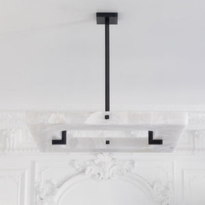 Amelia Square Alabaster Living Room Chandelier, in black - view 7