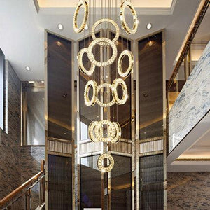 Modern Multi Gold Donuts Shape Crystal Chandelier Ring Round Light Fixture for Foyer Staircase/ Living Room/ Bar/ Hotel Lobby/ Entryway/ LOFT - view 3