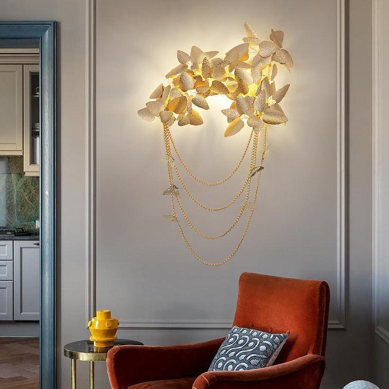 Della Modern Gold Leaf Bedroom Sconce, wall sconce - view 4