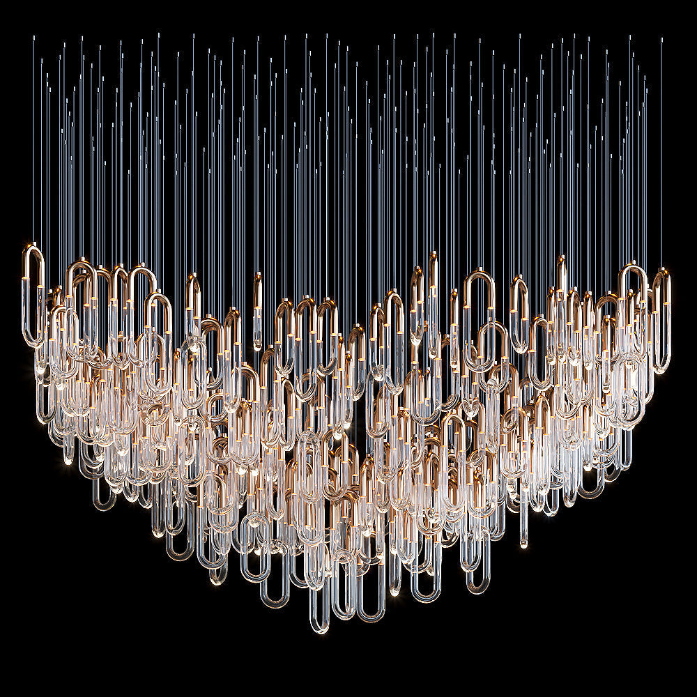 Gold Glass Loop Cluster Chandelier
