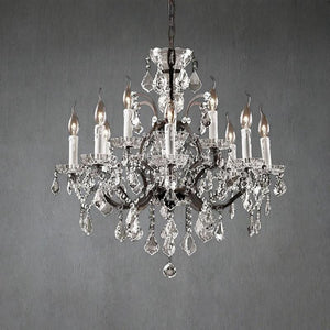 19th C. Rochelle Iron & Crystal Round Chandelier 28" - view 3
