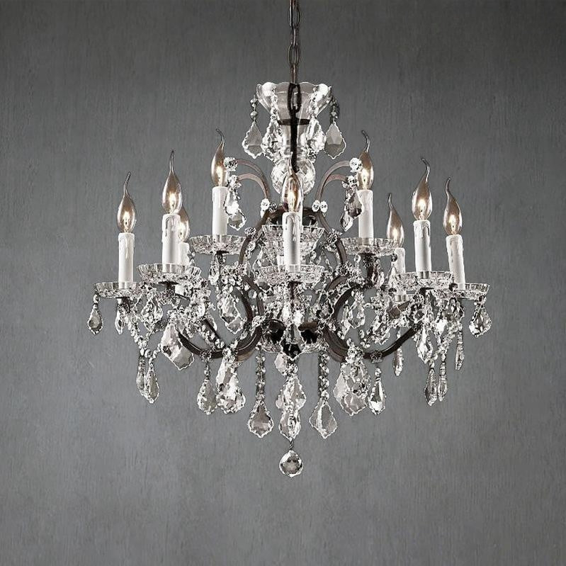 19th C. Rochelle Iron & Crystal Round Chandelier 28" - view 3