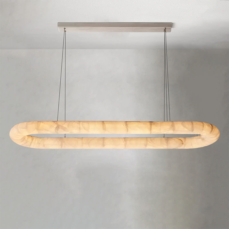 Riora Lisse Alabaster Oval Chandelier 57" 74"