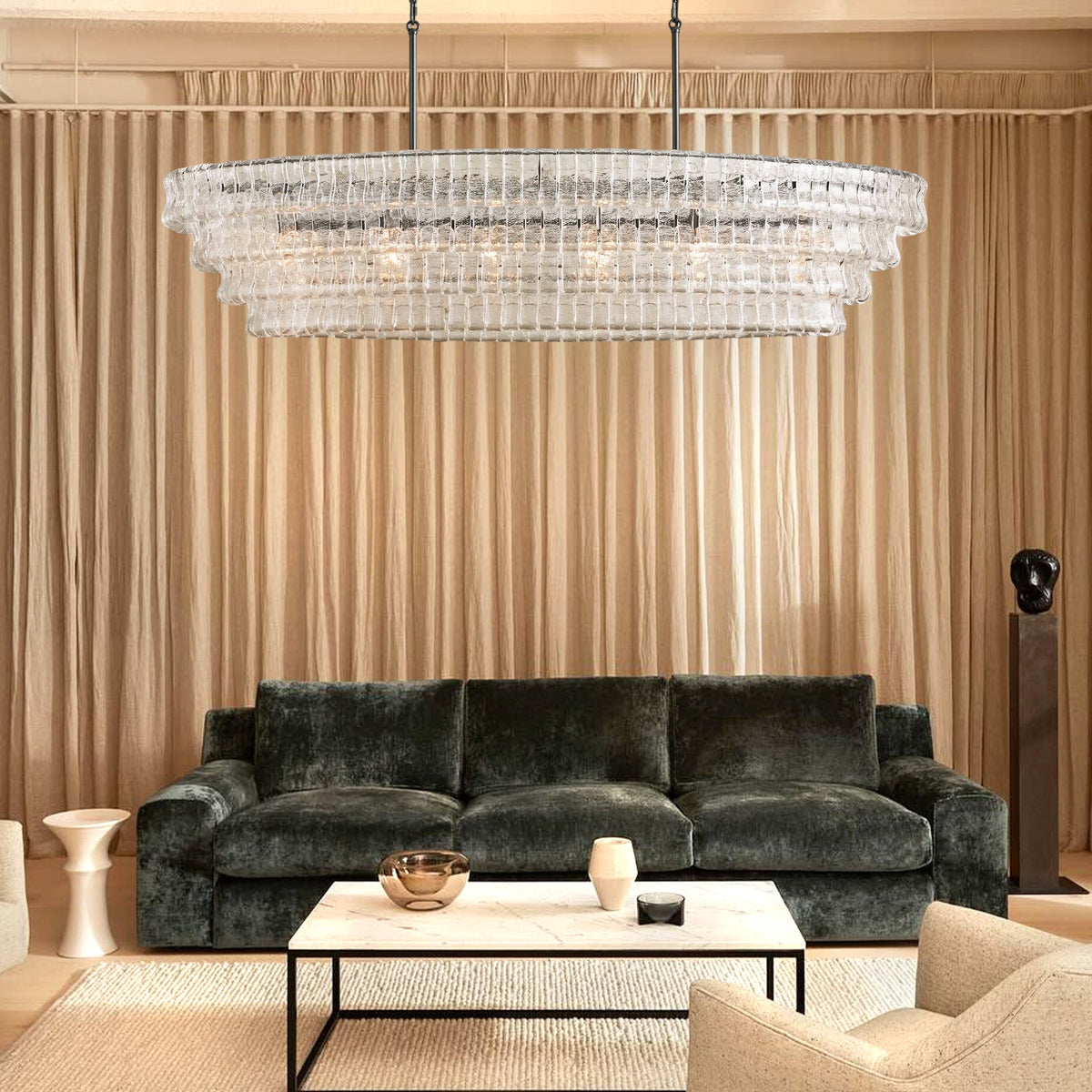 Glacien Oval Chandelier 54"W/65"W - view 8
