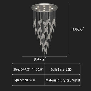 Modern Light Luxury Multi-layered Openwork Leaf Crystal Chandelier for Living Room/ Staircase/Duplex - view 7
