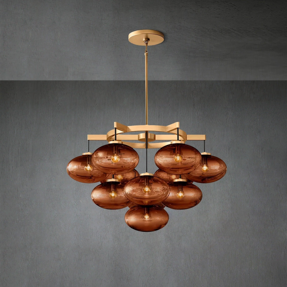 Coraline Smoke Glass Round Chandelier 36"