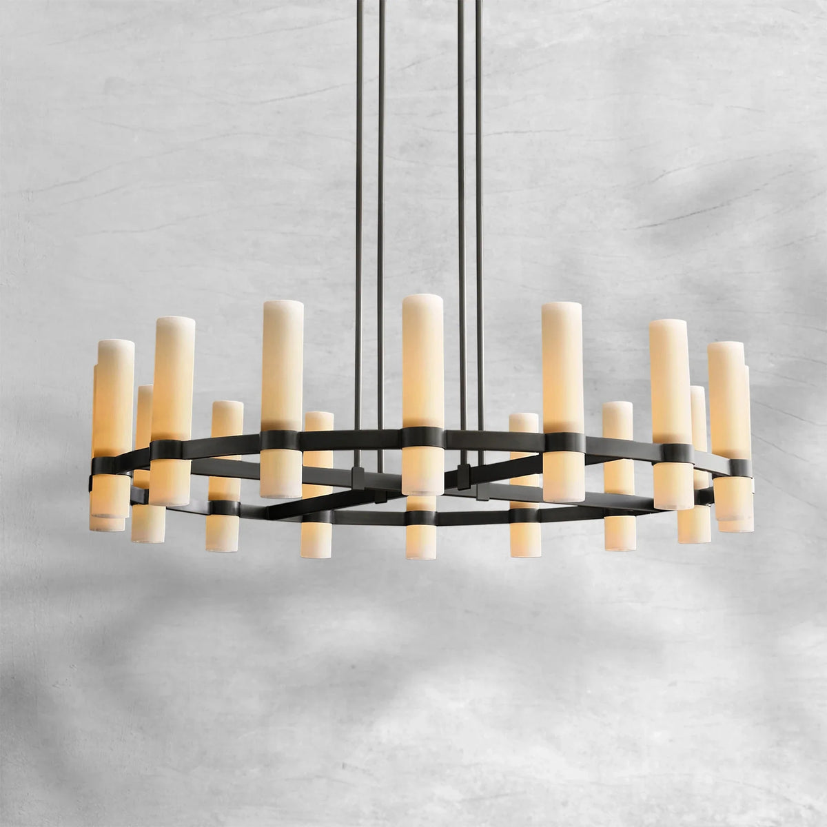 Ravion Round Milk Glass Chandelier - view 4