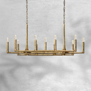 Thalen Forged Linear Chandelier 54" 72" 96", solid brass - view 20