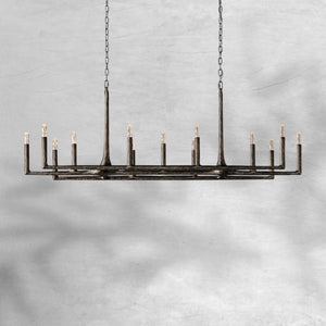 Thalen Forged Linear Chandelier 54" 72" 96", solid brass - view 11