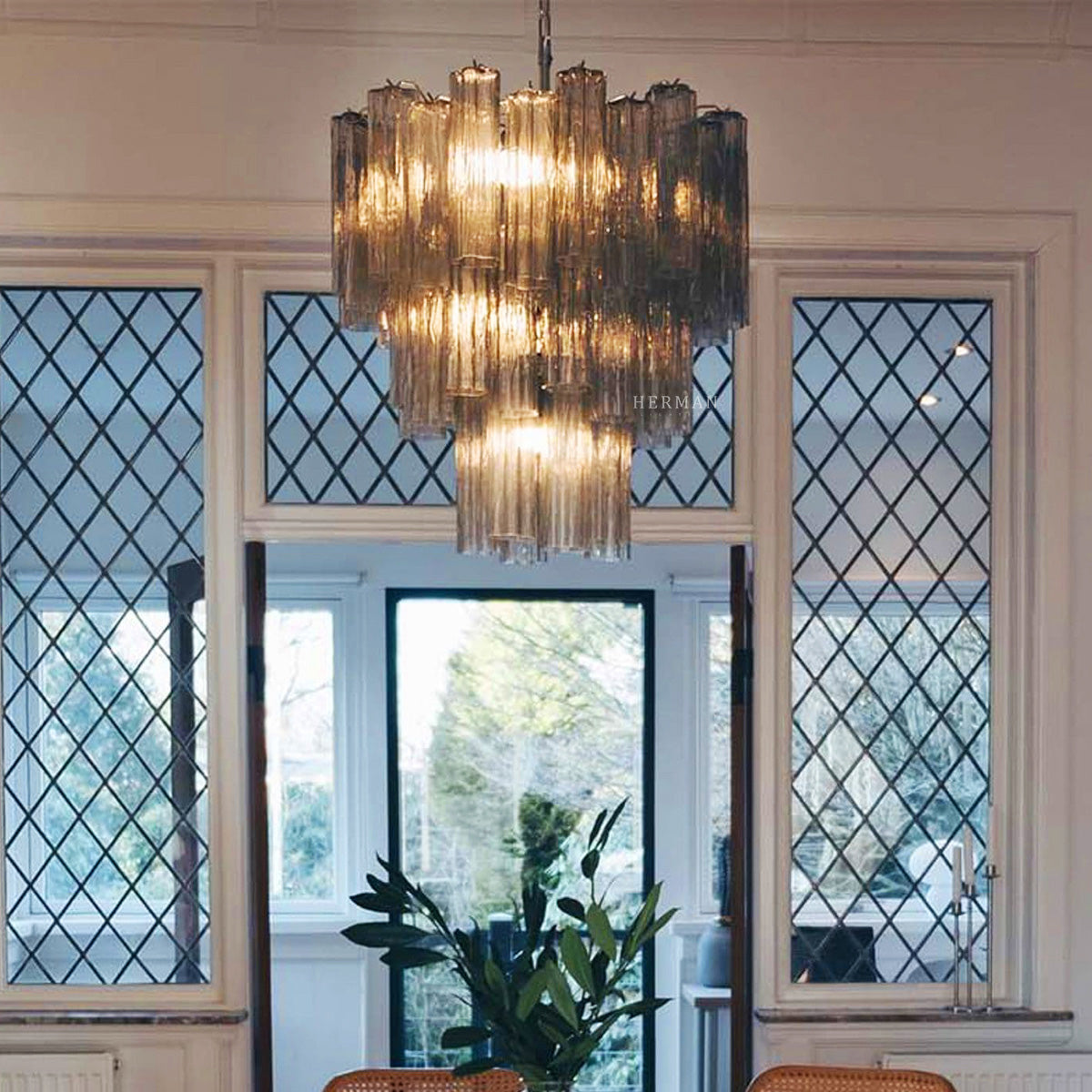 Murano-Style Chandelier – 48 tubes – Smoked