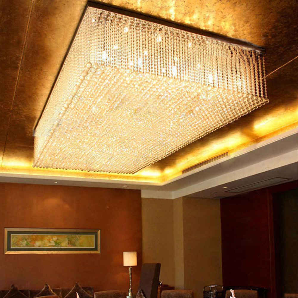 Large Rectangular banquet hall crystal chandelier, K9 crystal - view 2