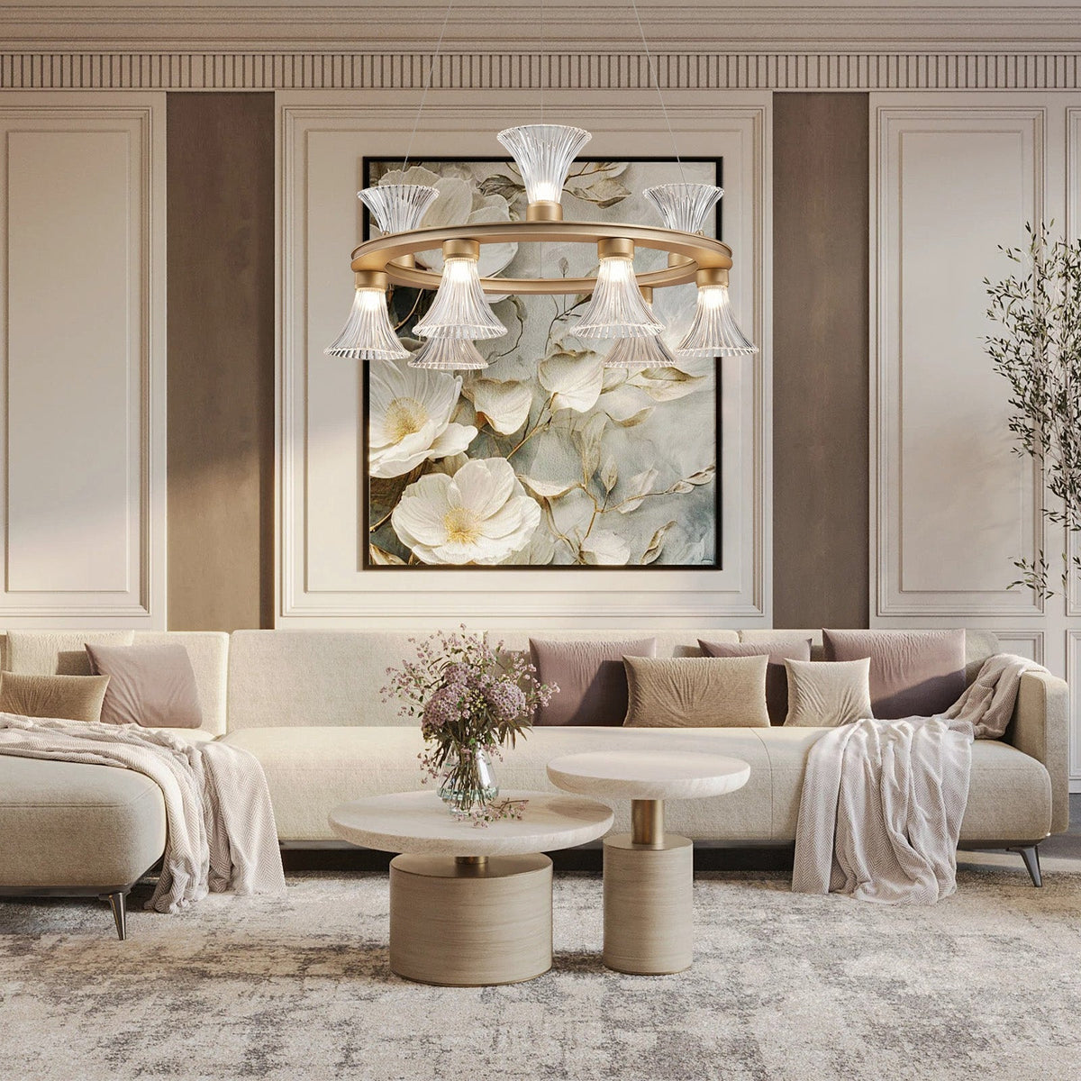 Aria Glass Round Chandelier 25.2"D - view 4