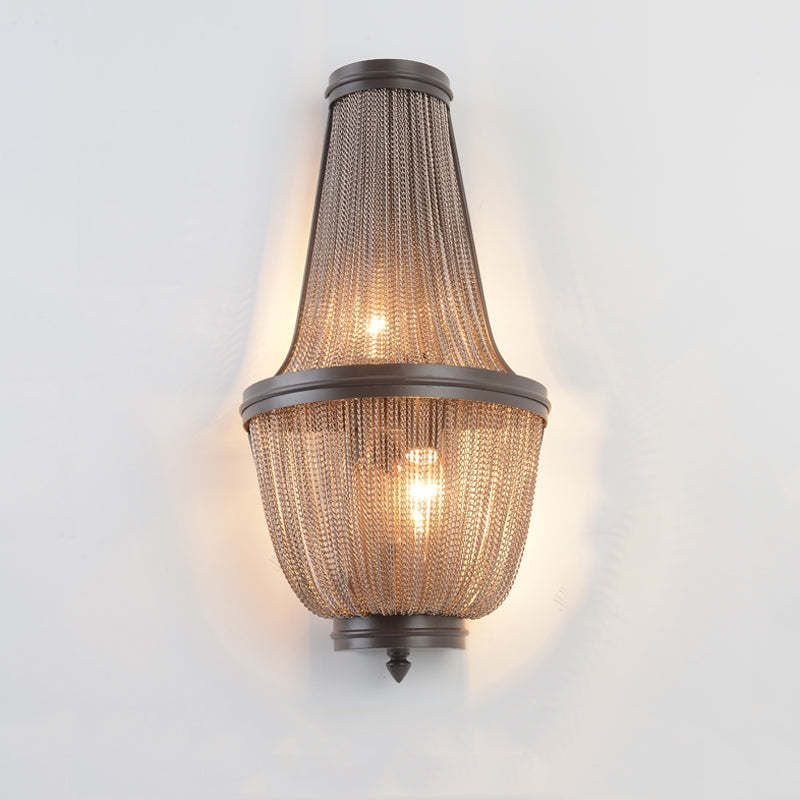 Aluminum Chain Wall Sconce In Living Room, chandelier