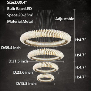 Extra Large Multi-layers Rings Crystal Chandelier Modern Art Waves Creative Pendant Light For High-ciling Foyer/Hallway/Staircase - view 20