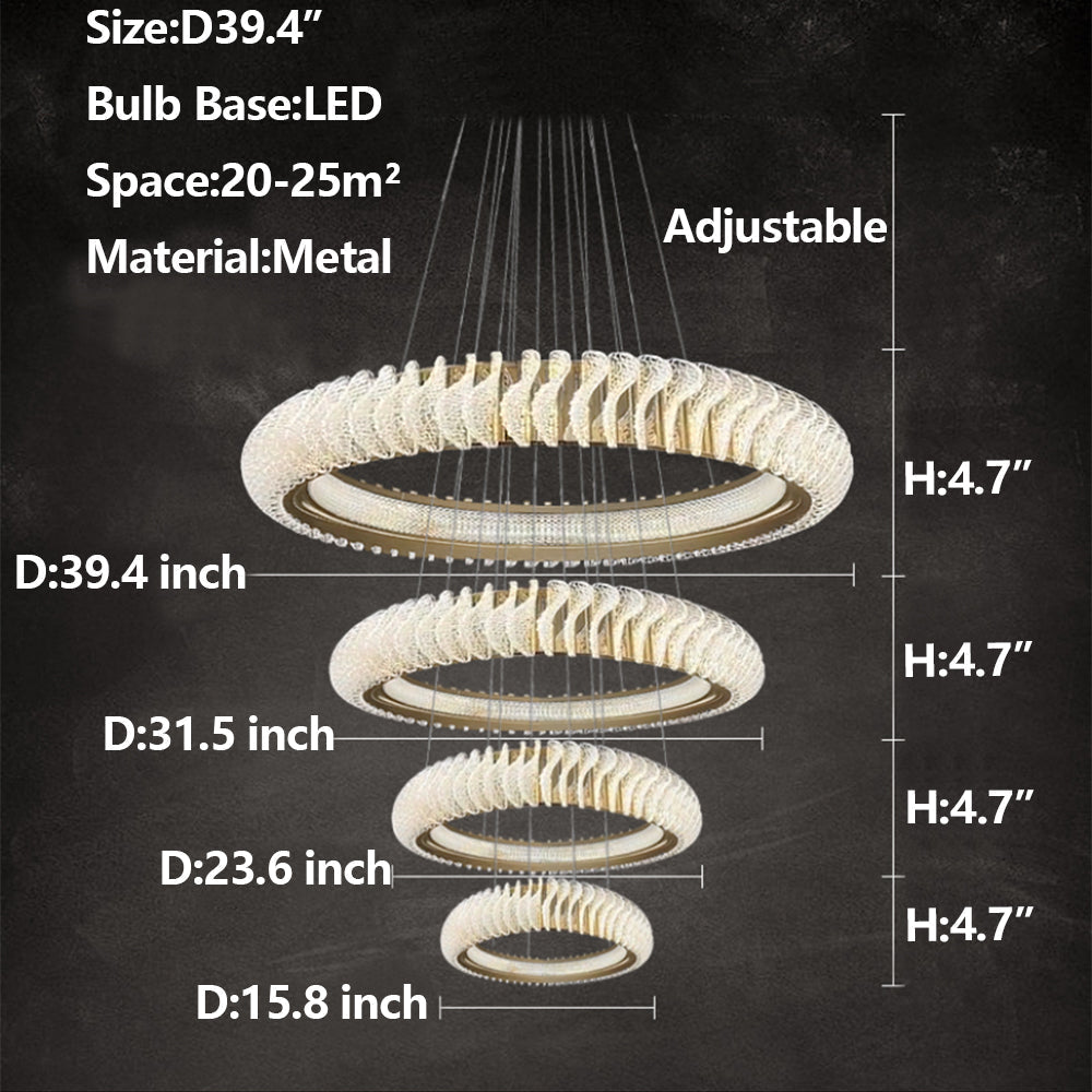 Extra Large Round Acrylic and Stainless Steel Multi-Layer Chandelier for High Ceilings - view 22
