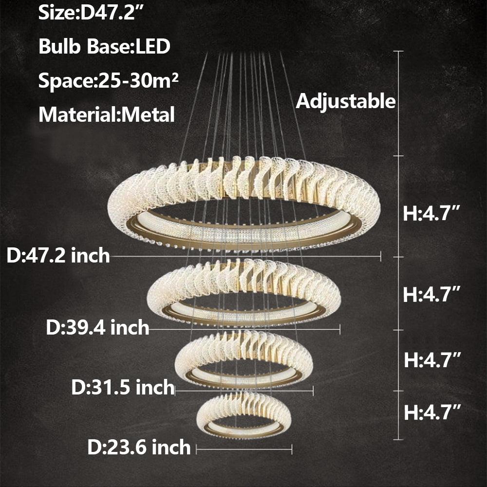 Extra Large Multi-layers Rings Crystal Chandelier Modern Art Waves Creative Pendant Light For High-ciling Foyer/Hallway/Staircase - view 21