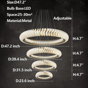 Extra Large Multi-layers Rings Crystal Chandelier Modern Art Waves Creative Pendant Light For High-ciling Foyer/Hallway/Staircase - view 21