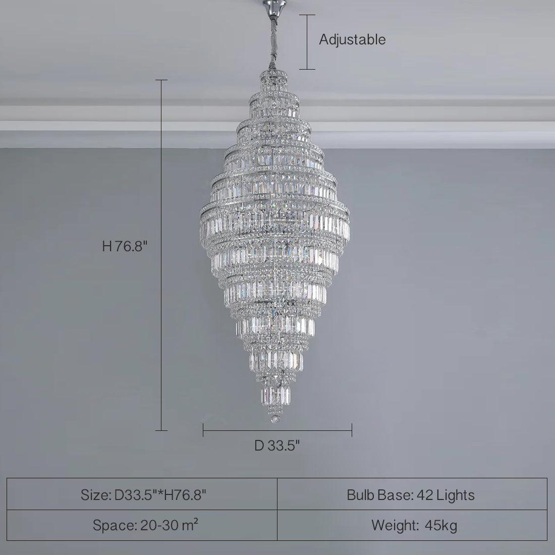 Chrome Extra Large Crystal Chandelier for Foyer Staircase Living Room Entrance Ceiling Light Fixture In Silver - view 20