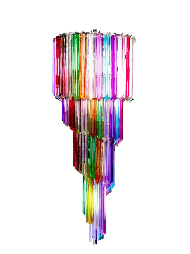 Murano-Style chandelier – Spiral – 86 prisms – Multi