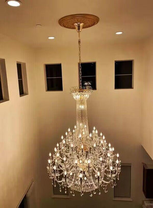 Extra Large European-style Multi-layers Candle Luxury Crystal Chandelier Gold Art Foyer/Staircase Decorative Light Fixture - view 15