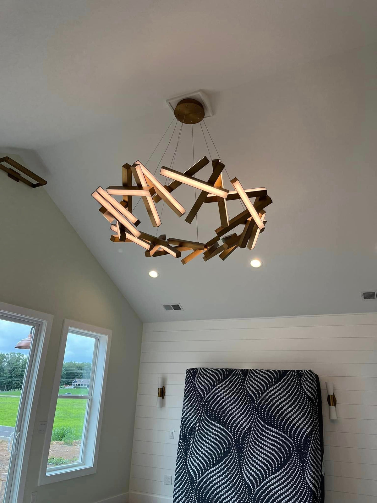 Modern Round/Linear Geometric Aluminum LED Chandelier for Dining Room/Bedroom - view 22