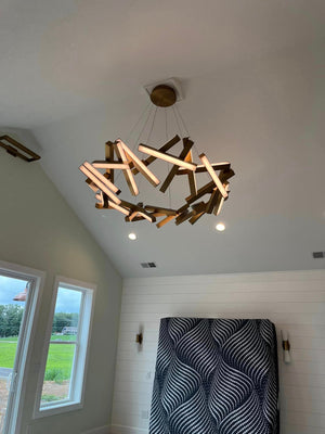 Modern Round/Linear Geometric Aluminum LED Chandelier for Dining Room/Bedroom - view 22