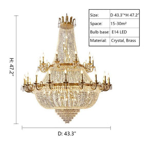 Oversized Luxury Double-layers Golden French Style Crystal Chandelier  for Living/Dinning Room/Foyer/Hallway/Staircase - view 4
