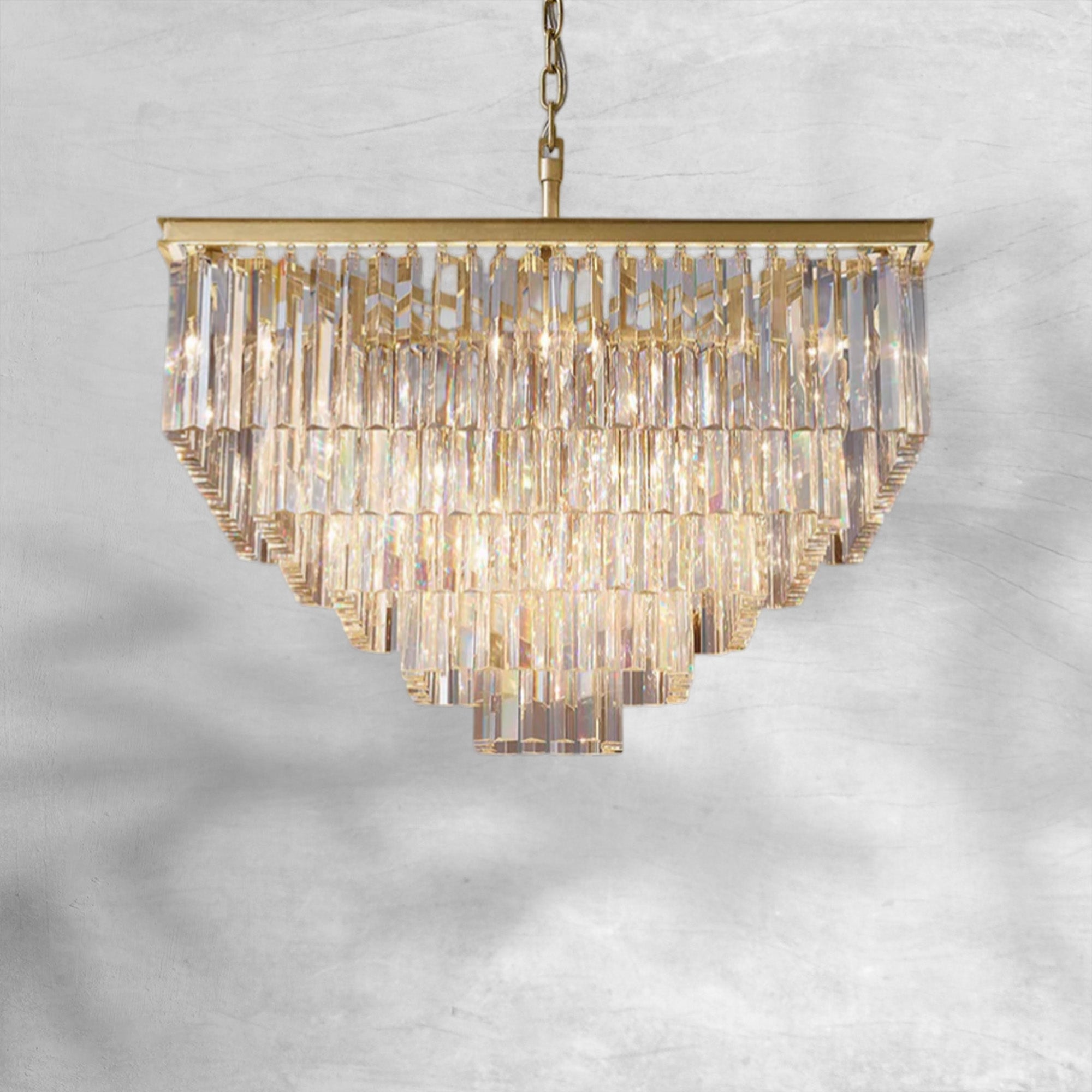 1920s Orion Art Deco Square Chandelier 34"