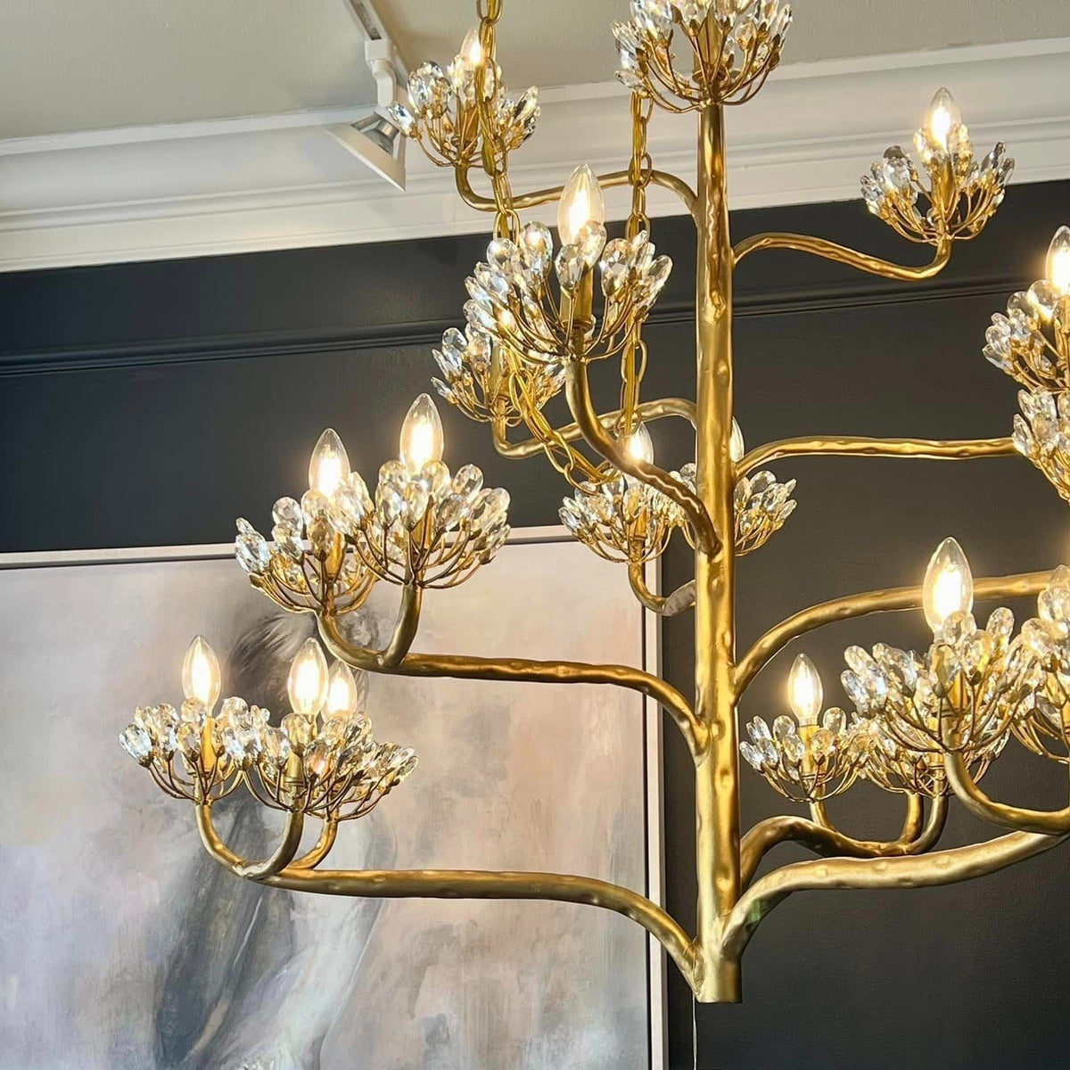 Luxury Branch Flower Chandelier in Gold for Living Room Staircase and Bedroom Lighting - view 4
