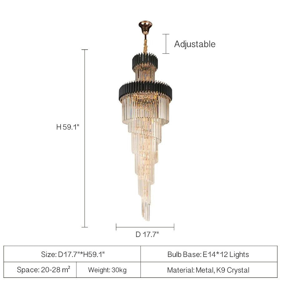 Spiral Crystal Chandelier For Foyer/ Staircase - view 40