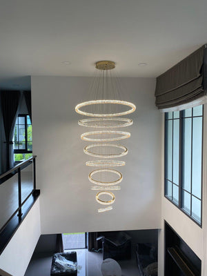 Modern Front Entryway Chandelier 3/4/5/6/7 Rings Crystal Gold/ Chrome Finish Ceiling Lamp - view 19