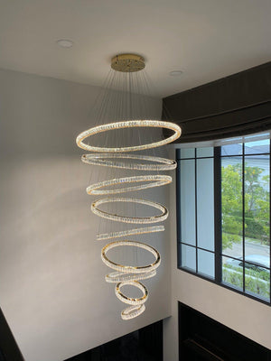 Modern Front Entryway Chandelier 3/4/5/6/7 Rings Crystal Gold/ Chrome Finish Ceiling Lamp - view 18