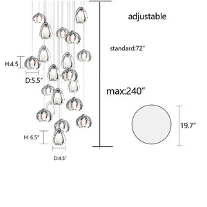 Size diagram: adjustable cord standard 72 inch, max 240 inch, 19.7 inch canopy