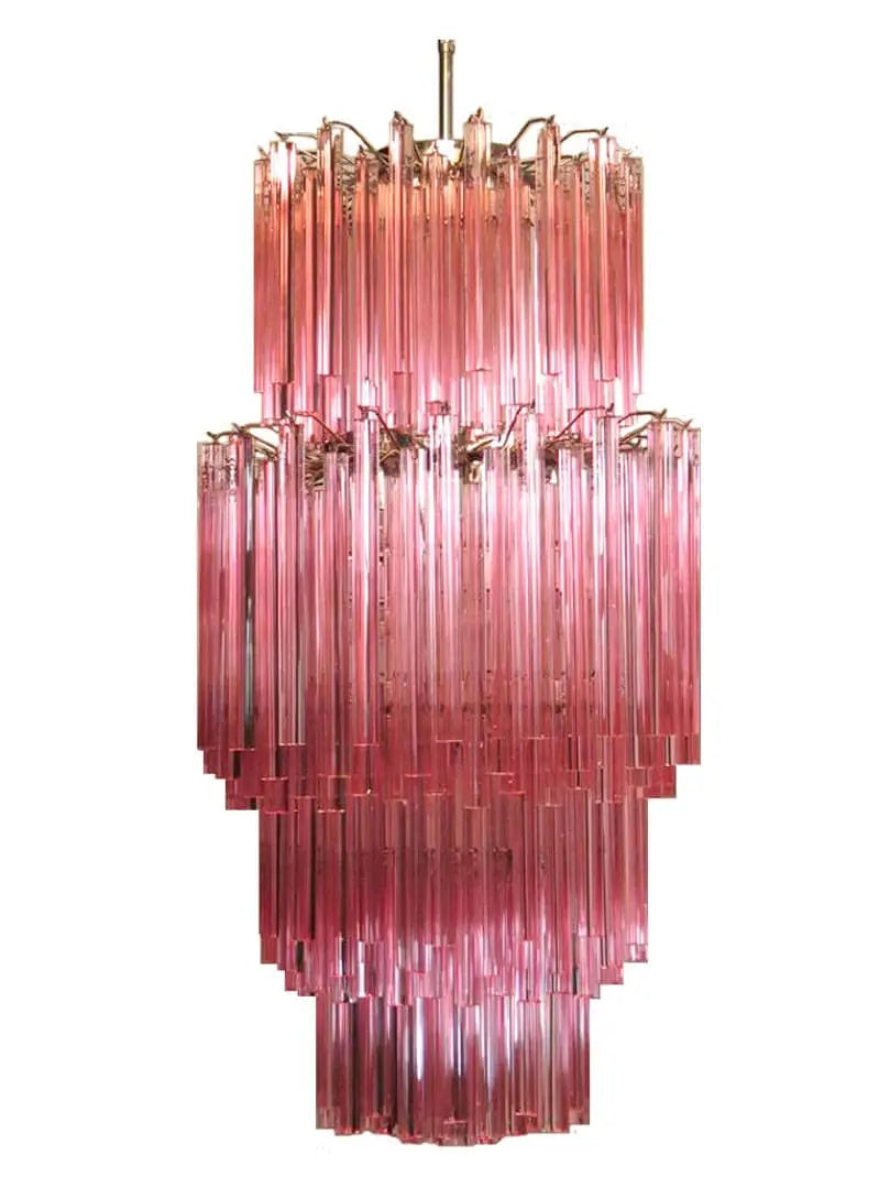Murano-Style Chandelier – Triedri – Pink – 242 prisms