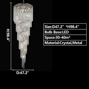 Extra Large Spiral Tiered Long Crystal Chandelier Luxury Crystal Tassel Light Fixture For Staircase/Entryway - view 10