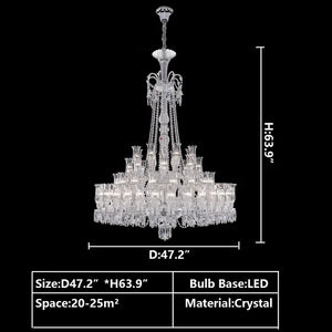 Multi Layer Chrome Crystal Chandelier in French Style with Romantic Branch Flowers for Grand Hallway and Staircase - view 7