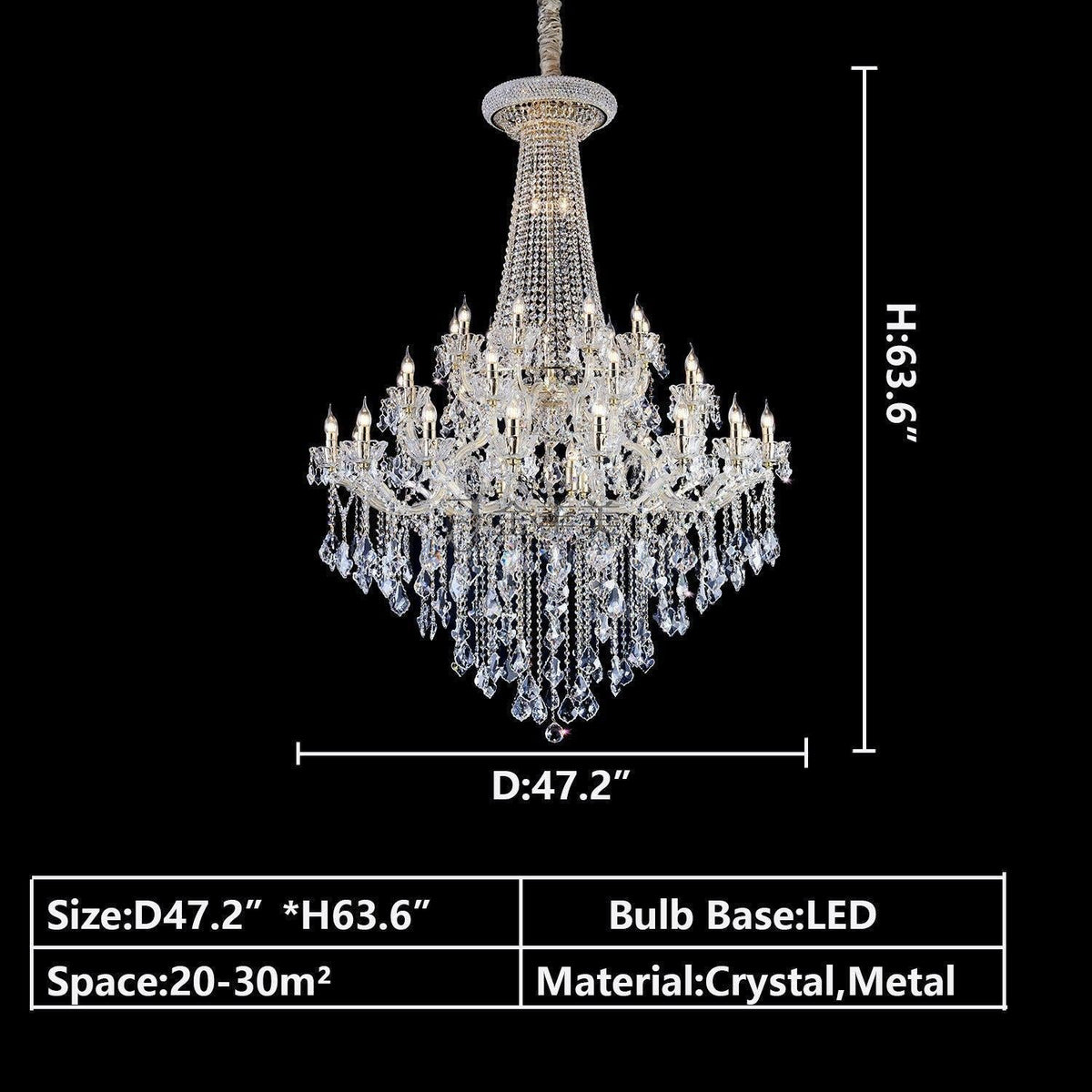 Extra Large Retro Empire Candle Crystal Chandelier for High-ceiling Space - view 8