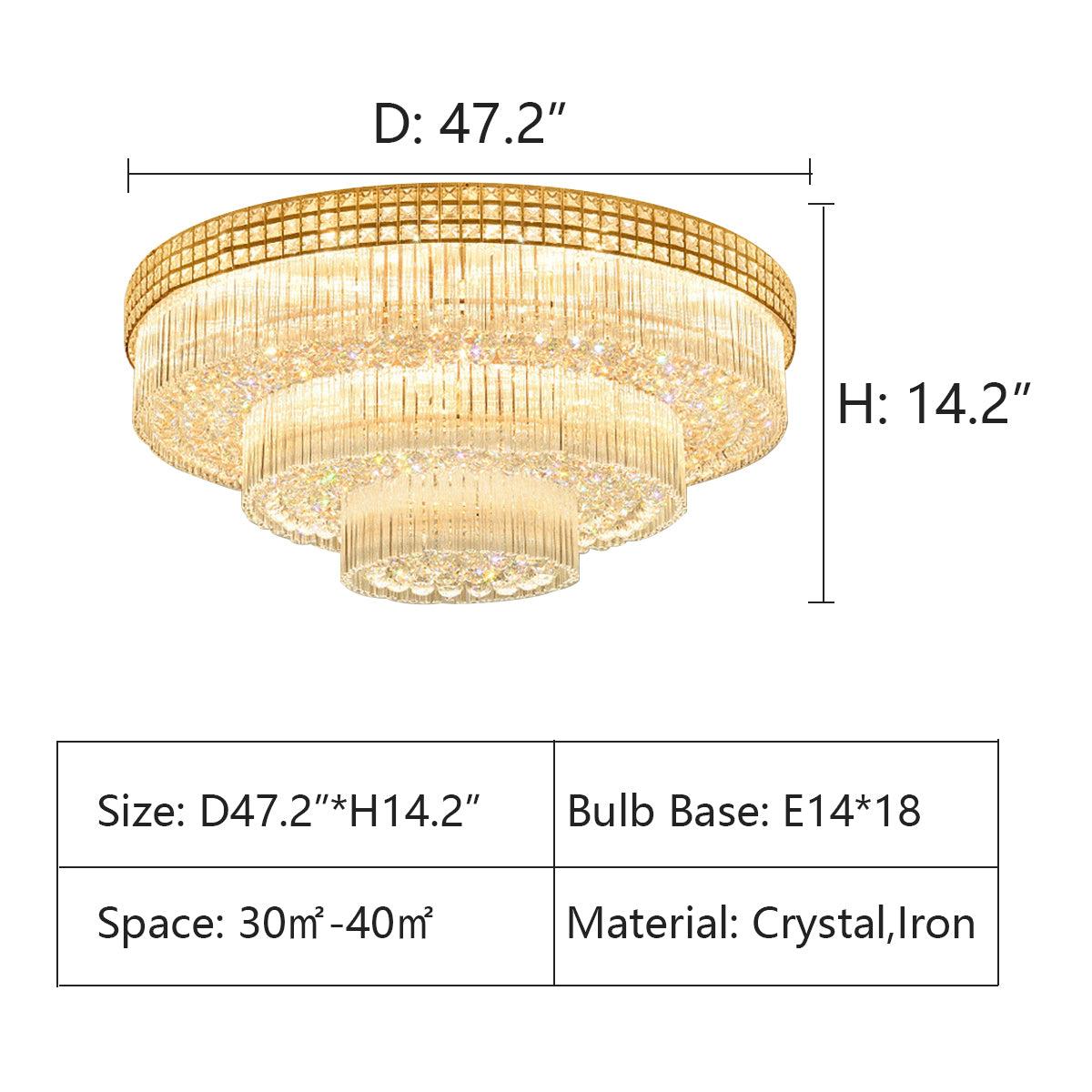 Extra Large Three Layers Round Luxury Flush Mounted Crystal Chandelier for Living Room - view 17