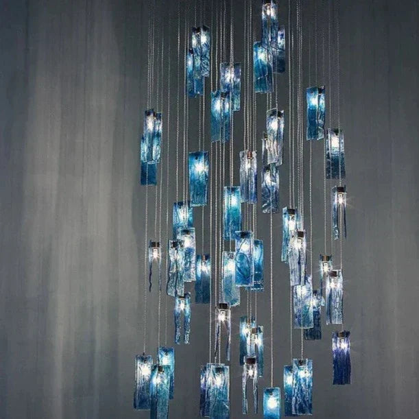Art Design 1/25/60/84-Light Colorful Rectangle Cluster Glass Tile Pendant/Chandelier, rectangular - view 2