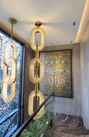 Luxury Crystal and Metal Chain Pendant Chandelier for High Ceilings with Modern Finish - view 8
