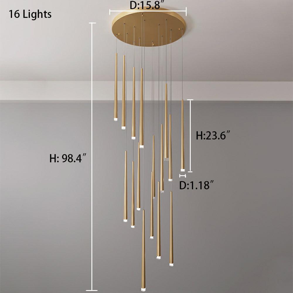 Minimalism Foyer Staircase Chandelier Ceiling Pendant Lighting Fixture For Living Room Entryway In Gold/ Black Finish - view 26