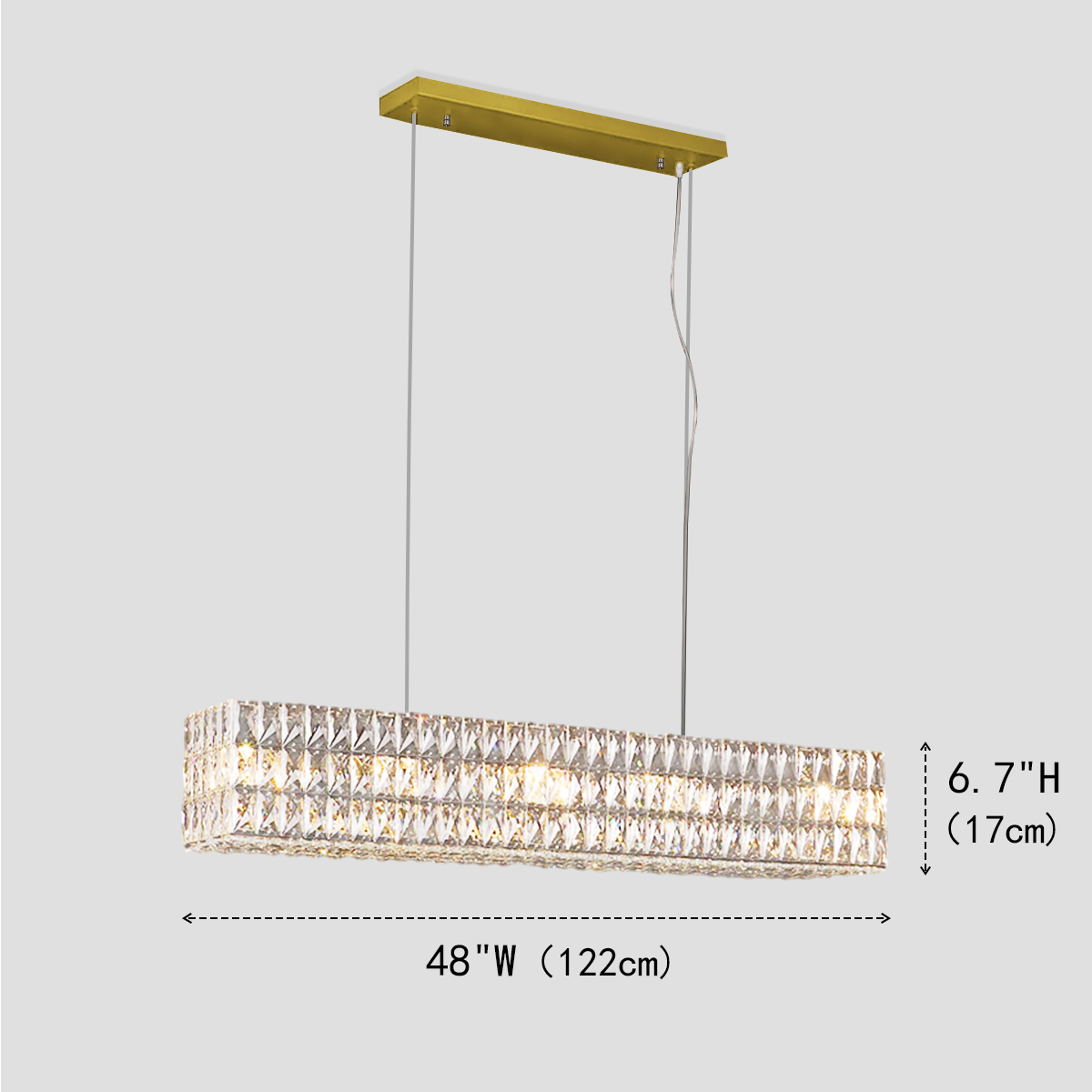 Pluto Halo Rectangular Crystal Chandelier - view 2