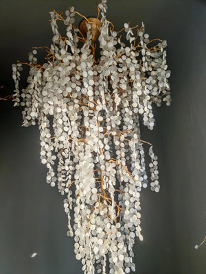 Modern Unique Artistic Flower Brass Branch Semi-flush Mount Chandelier for Living Room/ Hallway/ Entryway/ Staircase - view 7