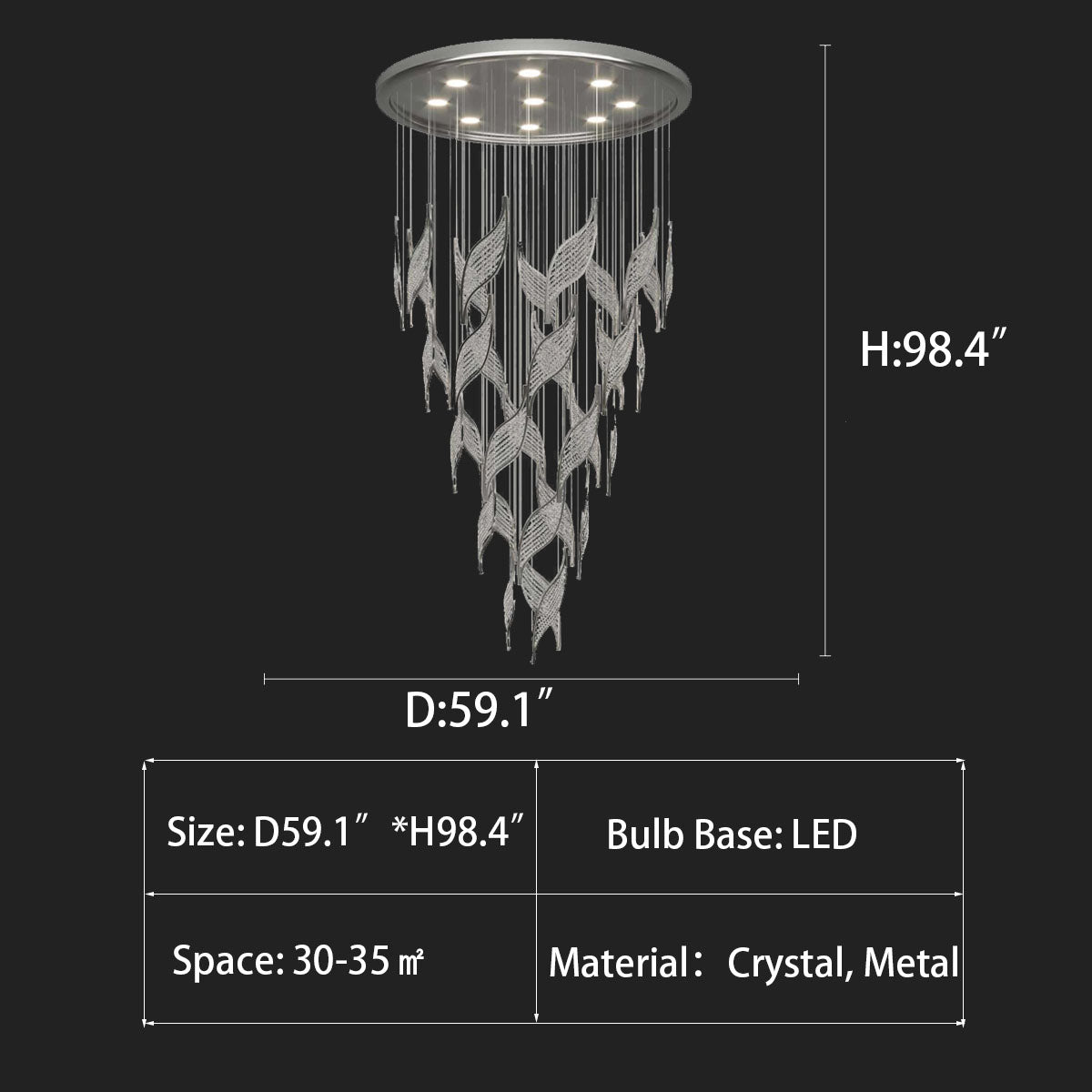 Modern Light Luxury Multi-layered Openwork Leaf Crystal Chandelier for Living Room/ Staircase/Duplex - view 8