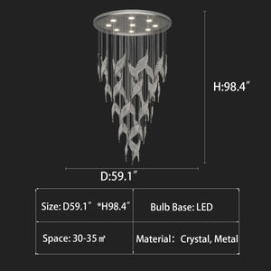 Modern Light Luxury Multi-layered Openwork Leaf Crystal Chandelier for Living Room/ Staircase/Duplex - view 8