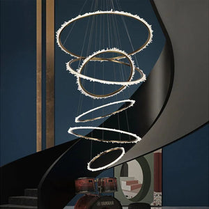 Rock Crystal Multi Rings Chandelier For Staircase - view 3