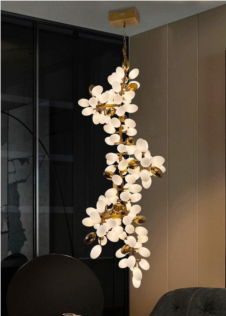 Large Branch Copper Chandelier with Grape Shape Bulbs Unique and Creative Light Fixture for Staircase/ Duplex/ High Ceiling Living Room/ Restaurant - view 8