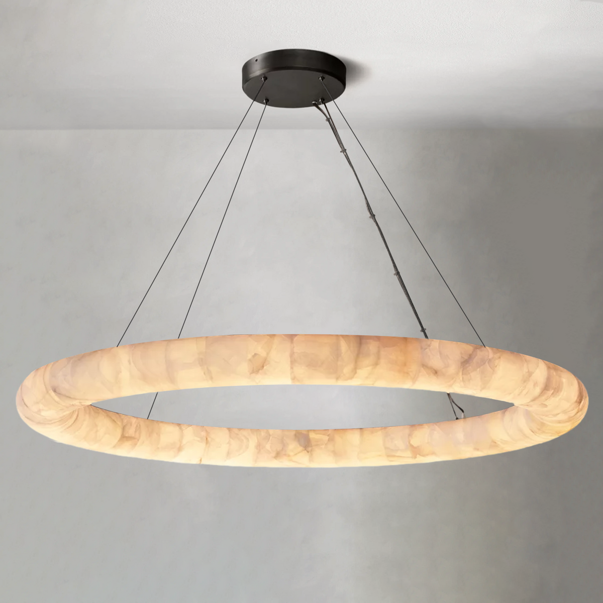 Riora Lisse Alabaster Round Chandelier 31" 41" 61"D - view 5